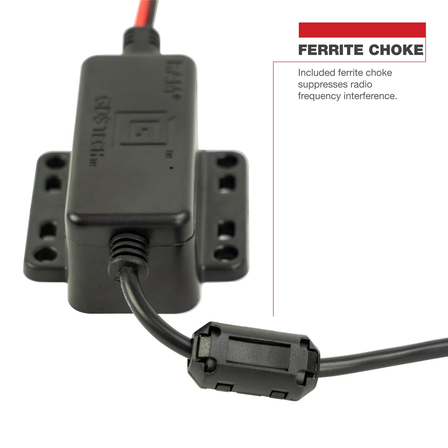 RAM-GDS-CHARGE-V8CU GDS hardwire charger showing bare wire input and USB Type-C output cable