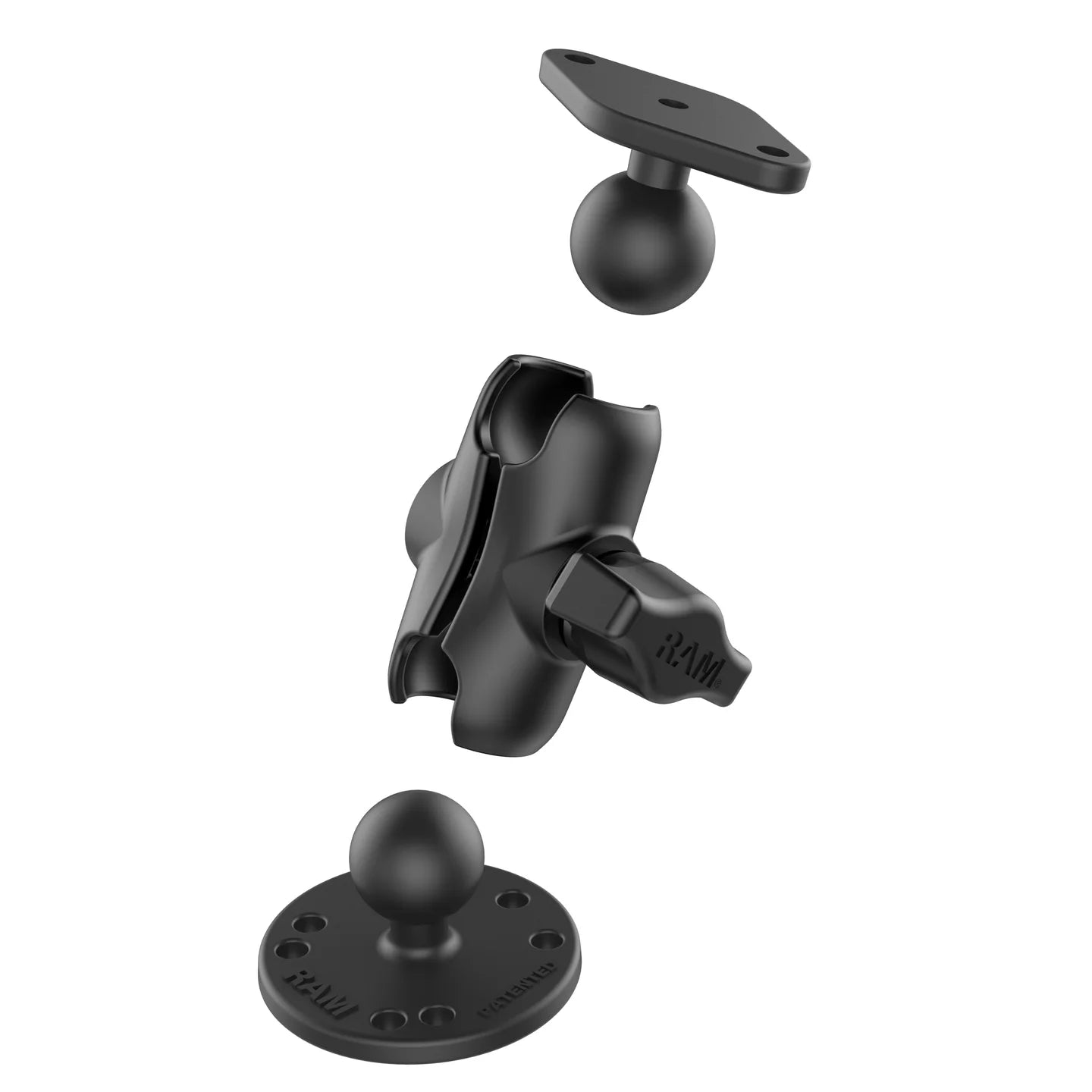 RAM Double Ball Mount with Round & Diamond Bases - B Series - Short Arm