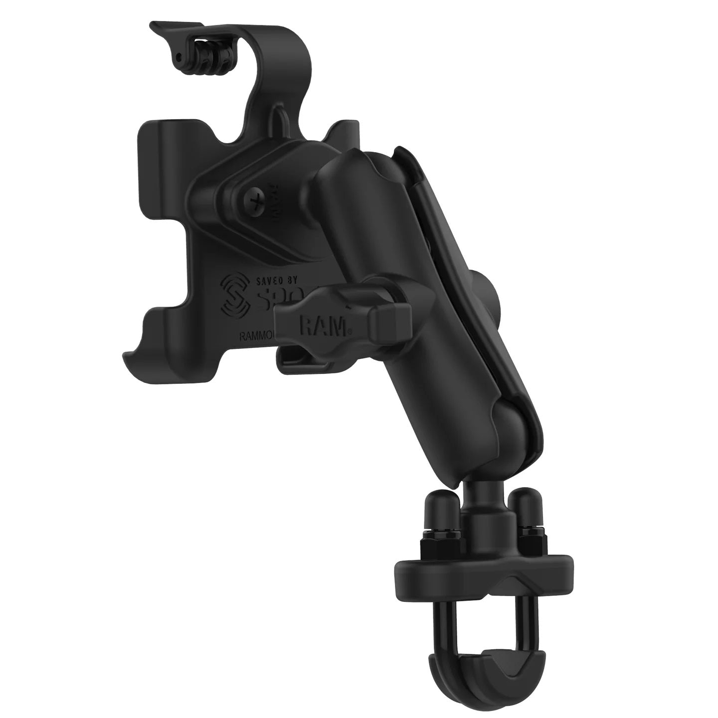 RAM-B-149Z-SPO6U RAM EZ-ROLL'R Model Specific Cradle for the SPOT Gen4 GPS with Handlebar U-Bolt Mount - empty from rear