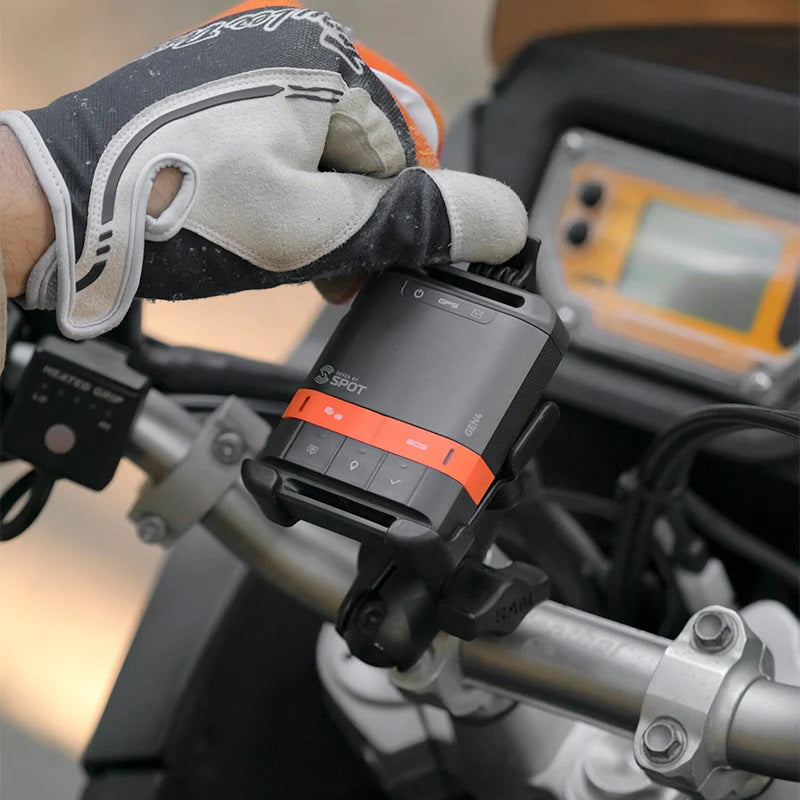 RAM-B-149Z-SPO6U RAM EZ-ROLL'R Model Specific Cradle for the SPOT Gen4 GPS with Handlebar U-Bolt Mount installed