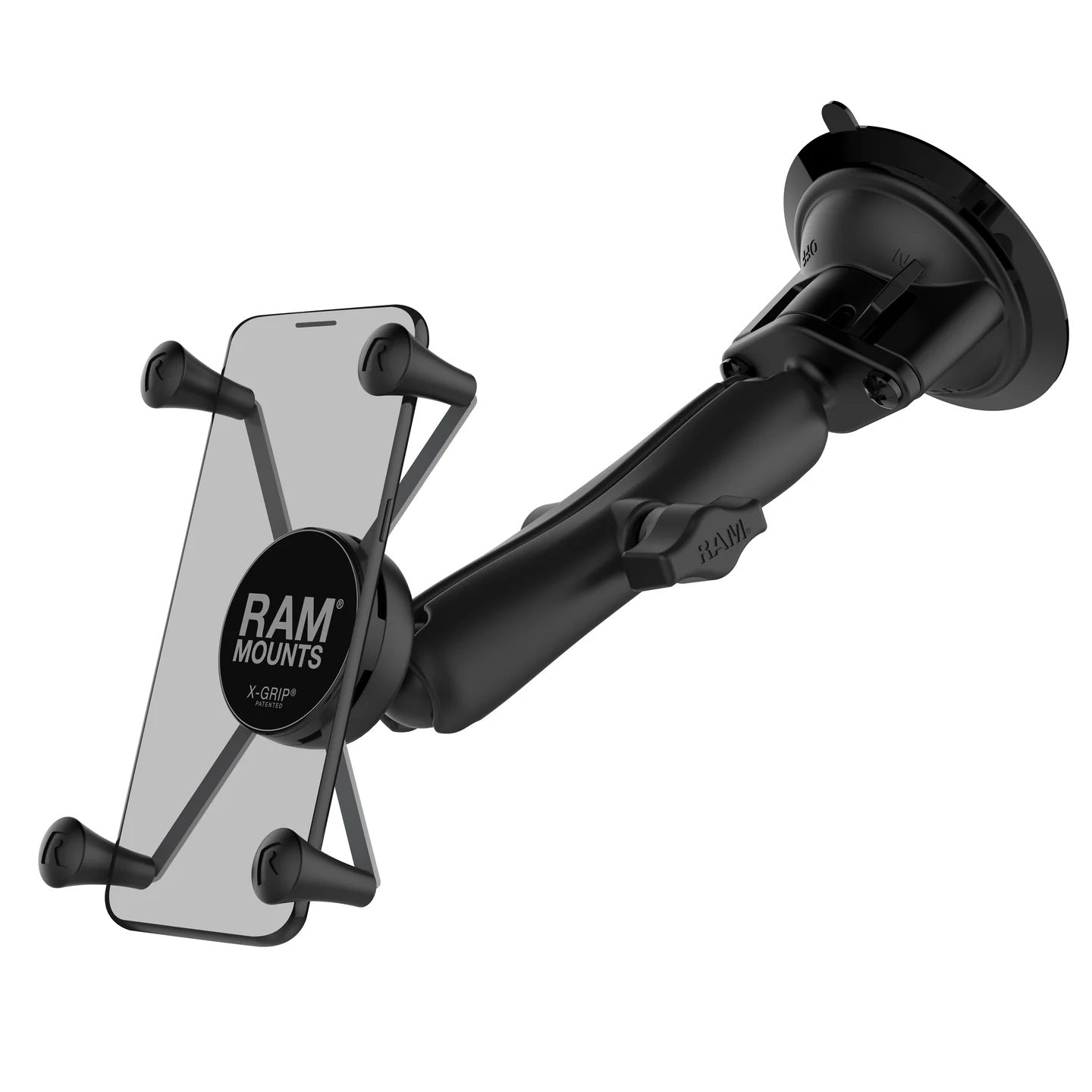 RAM-B-166-C-UN10U Twist Lock Suction Cup Mount with LONG Length Double Socket Arm & Universal X-Grip® Phablet Cradle