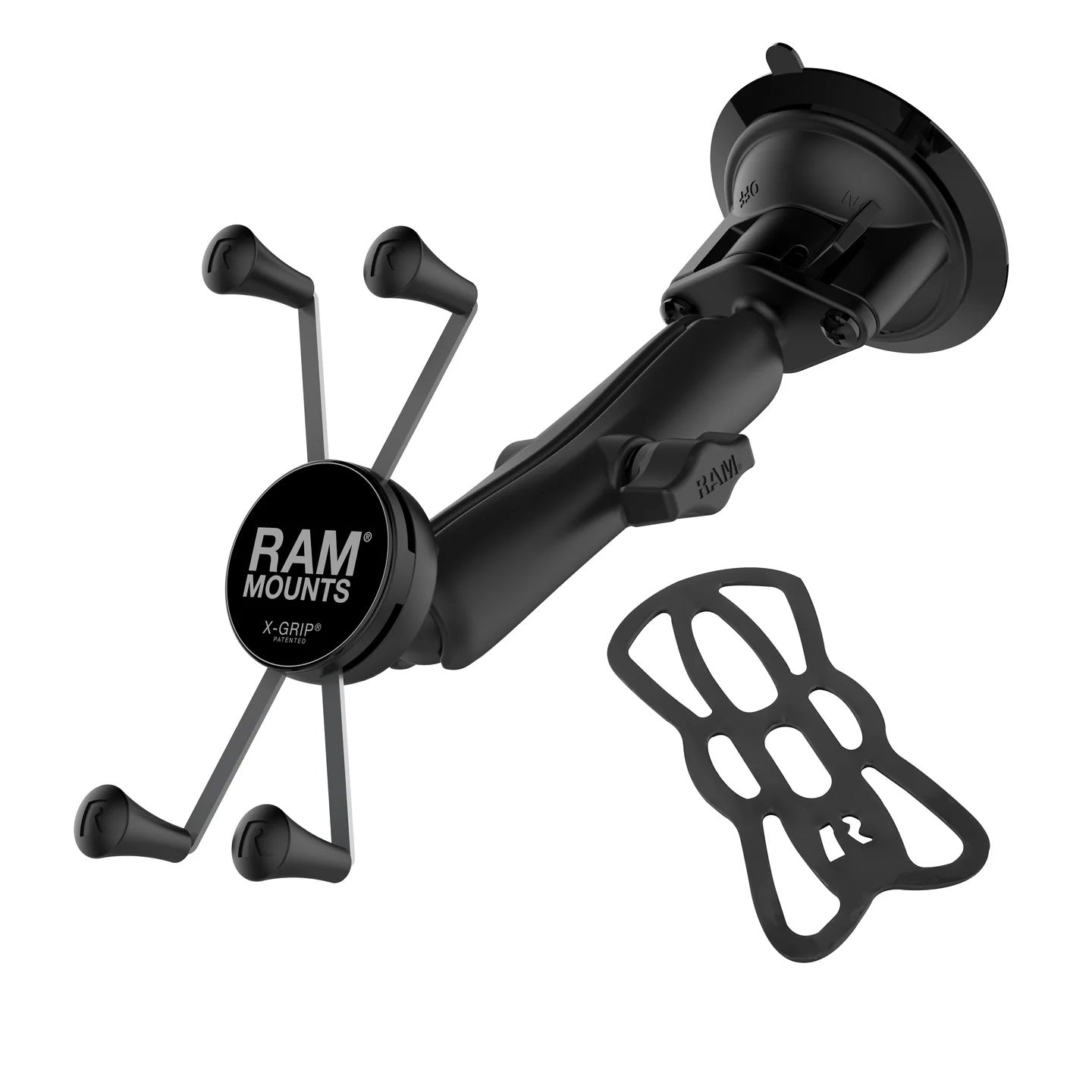 RAM-B-166-C-UN10U Twist Lock Suction Cup Mount with LONG Length Double Socket Arm & Universal X-Grip® Phablet Cradle with tether