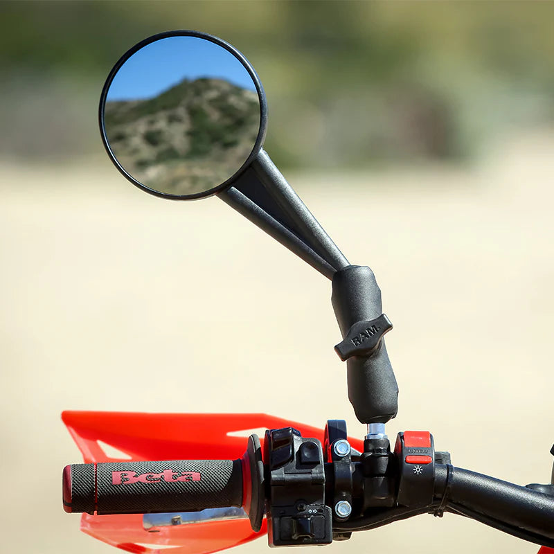 RAM-B-349U RAM® Ball Adaptor with M10 X 1.25 Threaded Post with arm and DoubleTake mirror