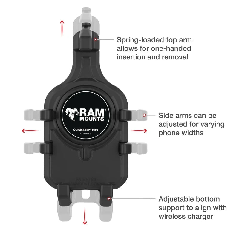 RAM-HOL-PD5U RAM® Quick-Grip™ Pro Phone Holder - adjustability