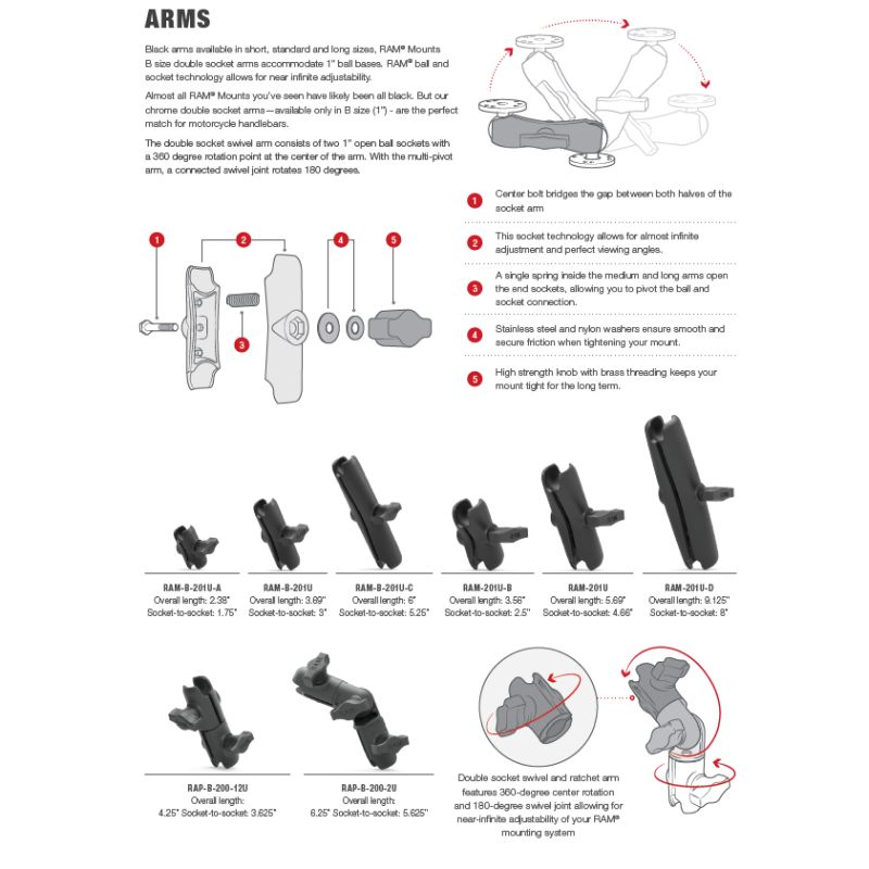 RAM® Double Socket Arm Range