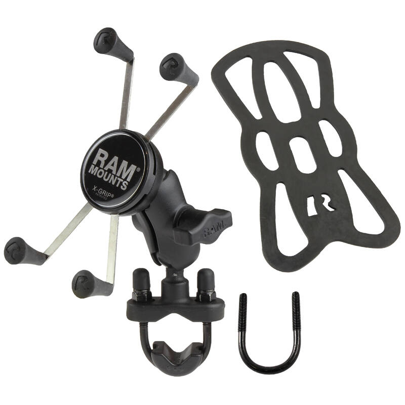 RAM-B-149Z-A-UN10U RAM® X-Grip® Large Phone Mount with Handlebar U-Bolt Base - Short Arm with tether
