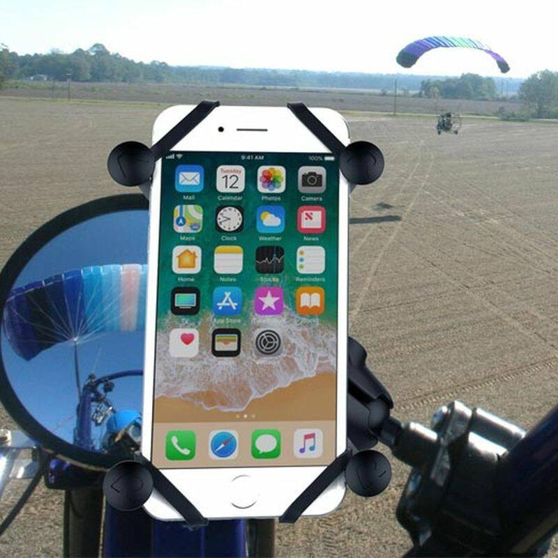 RAM-B-408-75-1-A-UN7U RAM® X-Grip® Phone Mount with RAM® Torque™ Medium Rail Base - Short arm - with tether on paraglider