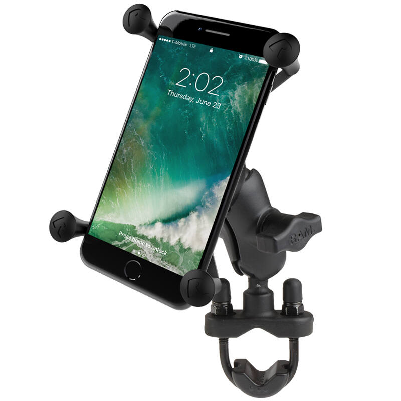 RAM-B-149Z-A-UN10U RAM® X-Grip® Large Phone Mount with Handlebar U-Bolt Base - Short Arm with phone
