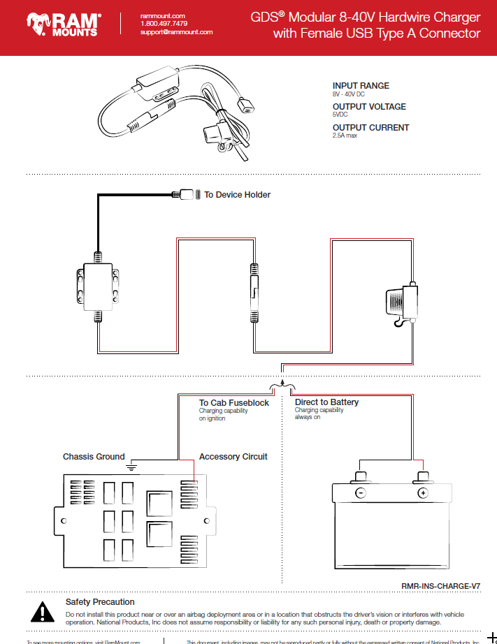 RAM instructions for modular hardwire charger