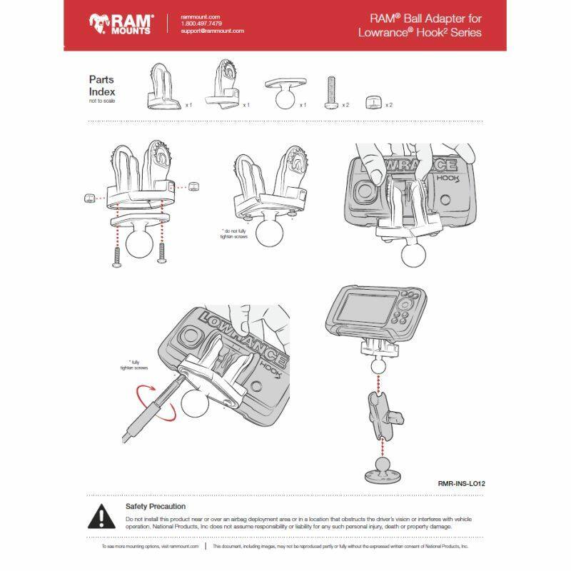 RAM-B-202-LO12 RAM® Ball Adapter for Lowrance Hook² & Reveal Series instructions