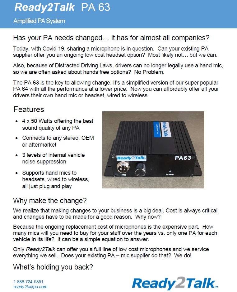 Ready2Talk PA63 features