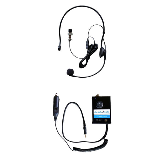 PA5 portable PA system for cars, vans and minibuses with wired microphone headset (right side cord so ideal for a commentator sitting on the left)