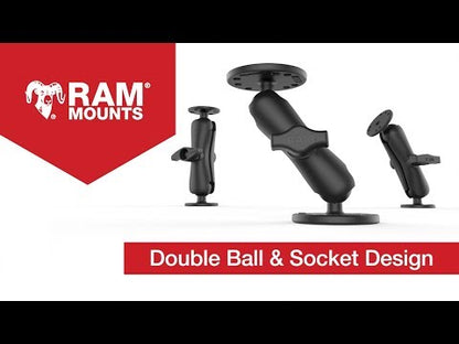 RAM Double Socket Arm with Round Base - B Series 1" Ball - Long length