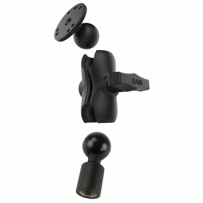 RAM-101-B-218-1U RAM® Short Double Ball Mount with Round Plate and 1/2" NPT Thread - components