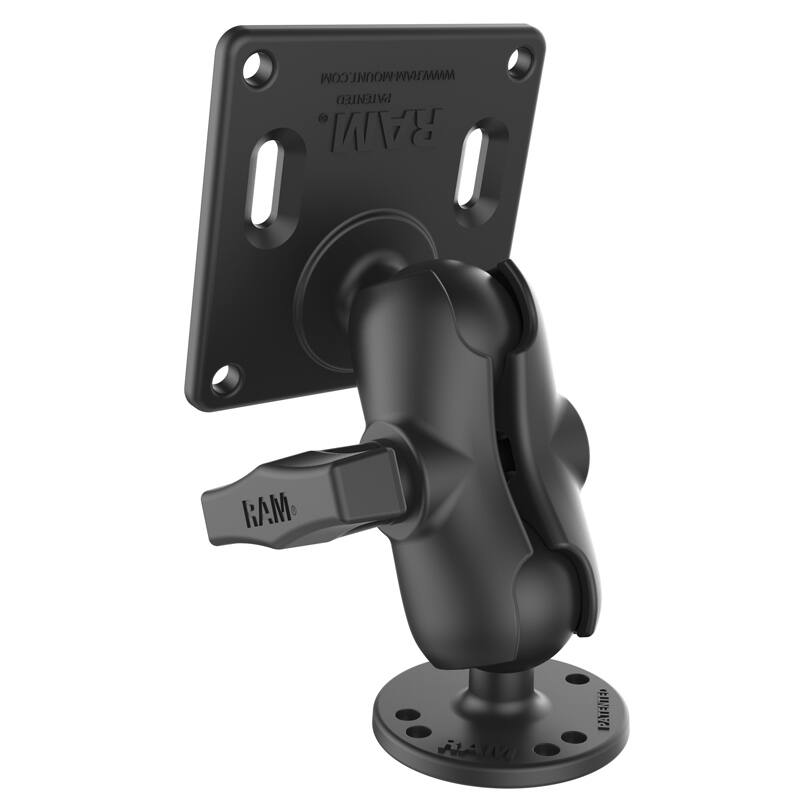 RAM-101U-B-2461 RAM® Double Ball Mount with 75x75mm VESA Plate and Short Arm from rear