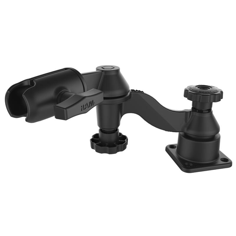RAM-109H-G1U RAM Marine Swing Arm - Double with Swivel Single Socket - Horizontal Base
