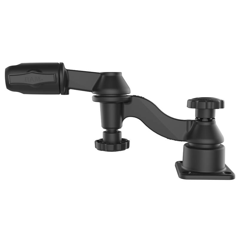 RAM Marine Swing Arm - Double with Swivel Single Socket - Horizontal Base