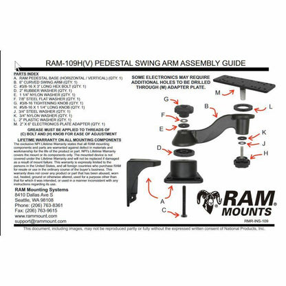 RAM Marine Swing Arm with Vertical Mounting Base - Marine Electronics