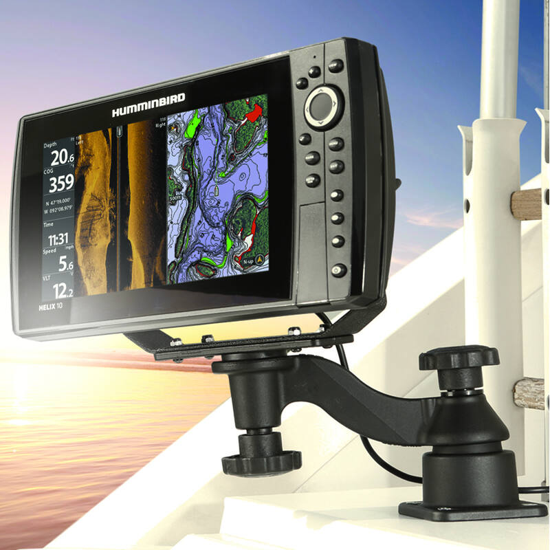 RAM-109HU RAM® Horizontal 6" Swing Arm Mount for Fishfinders & Plotters with Humminbird on boat