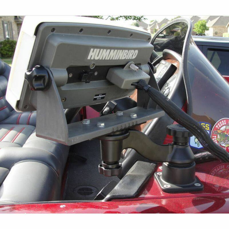 RAM-109HU RAM® Horizontal 6" Swing Arm Mount for Fishfinders & Plotters on samll boat with Humminbird