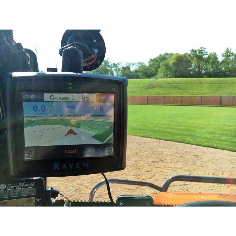 RAM-166-R RAM Raven Cruizer / Cruizer II Agri cradle with Twist-Lock™ Suction Cup base with Raven Cruizer GPS installed on tractor