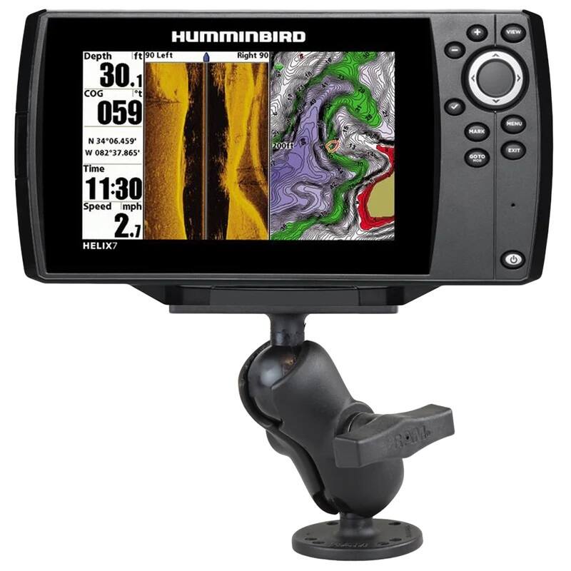 RAM-202-24-B-202U RAM® Drill-Down Double Ball Mount for Humminbird Helix 7 with short arm