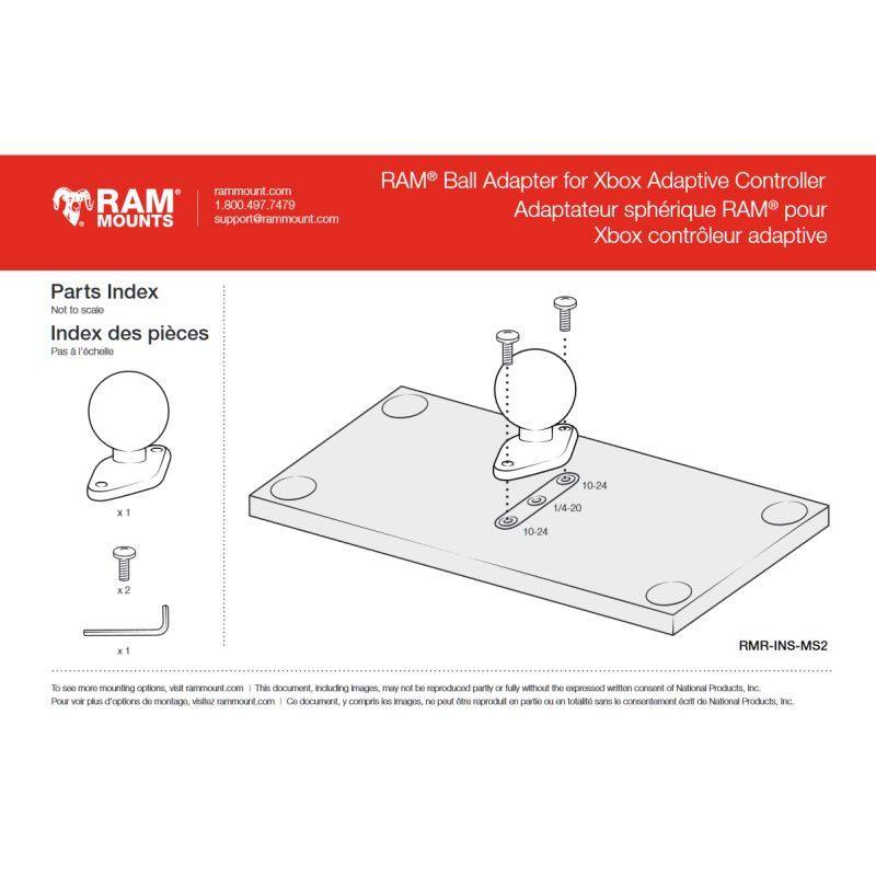 RAM Ball Adaptor for Xbox Adaptive Controller - instructions