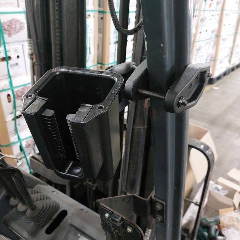 RAM-450-101U-247-4 scanner gun holder installed on forklift