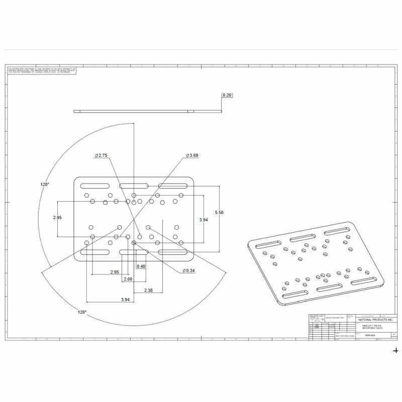 RAM-335 RAM® Lift Truck Overhead Guard Base - hole patterns