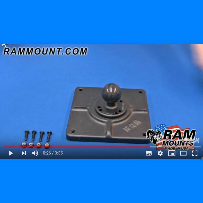 RAM Square Flat Base Plate - 6" square with AMPS Hole Pattern