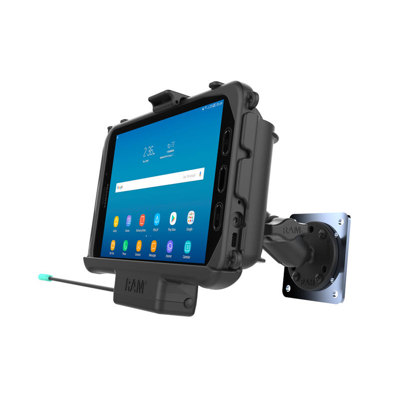 RAM-B-101-225B-SAM60P-HARU RAM® EZ-Roll'r™ Powered Mount for Samsung Tab Active3 and Tab Active2 with cradle