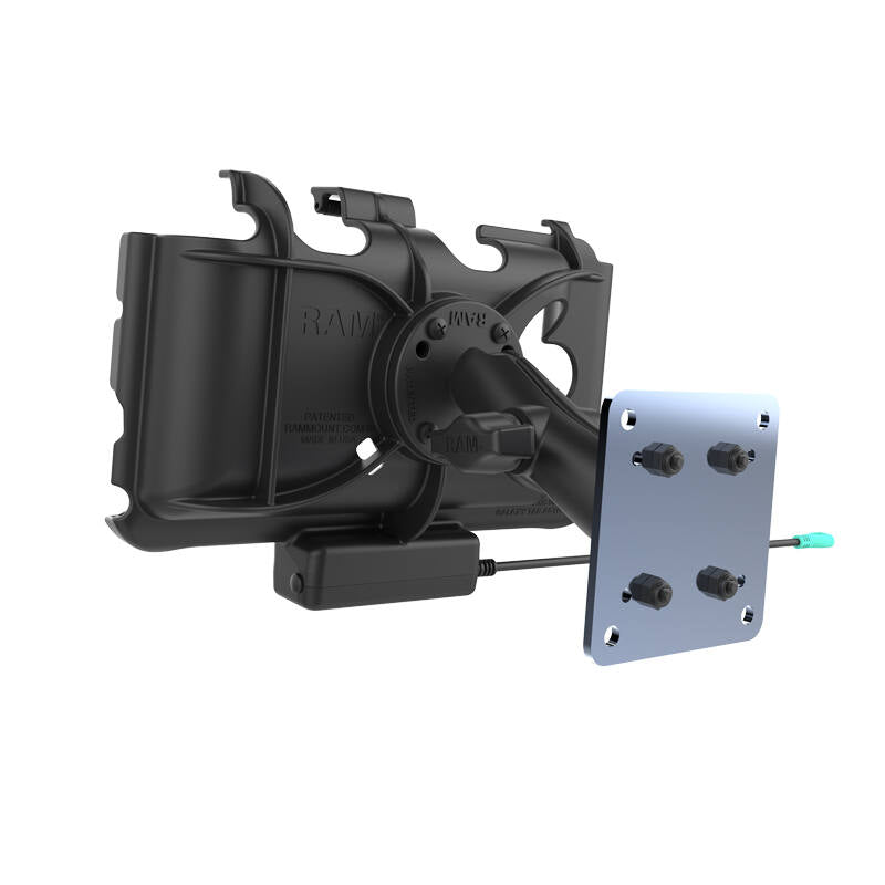 RAM-B-101-225B-SAM60P-HARU RAM® EZ-Roll'r™ Powered Mount for Samsung Tab Active3 and Tab Active2 - from rear