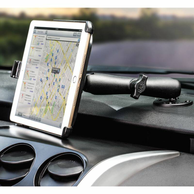 RAM-B-101-C-AP20U RAM® EZ-Roll'r™ Cradle for Apple iPad mini 4 & 5 with long arm and drill down base