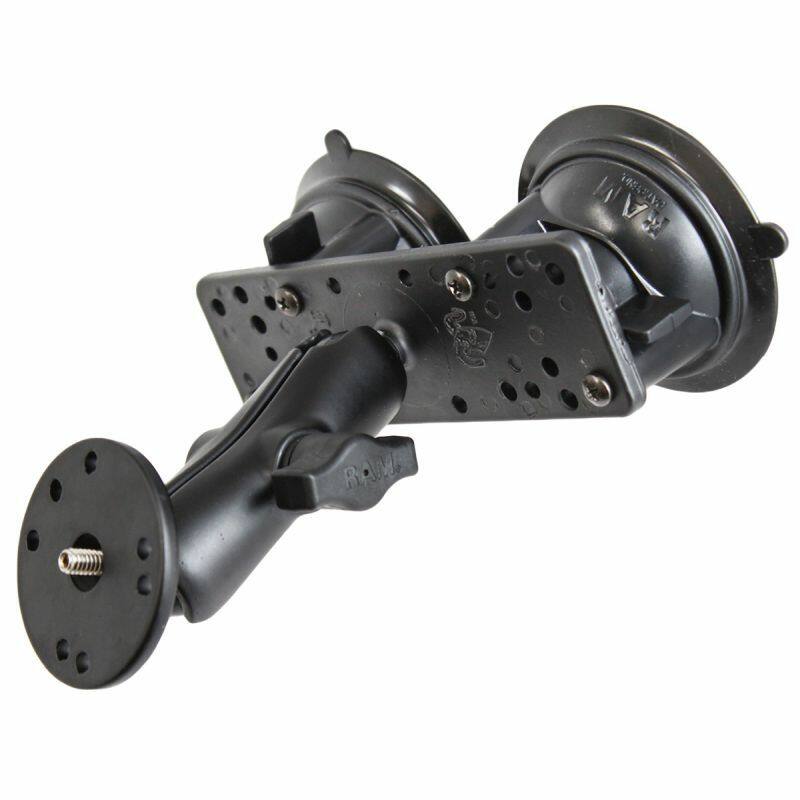 RAM-B-101U-BR1 RAM® Twist-Lock™ Dual Suction Mount with 1/4"-20 Male Threaded Adapter