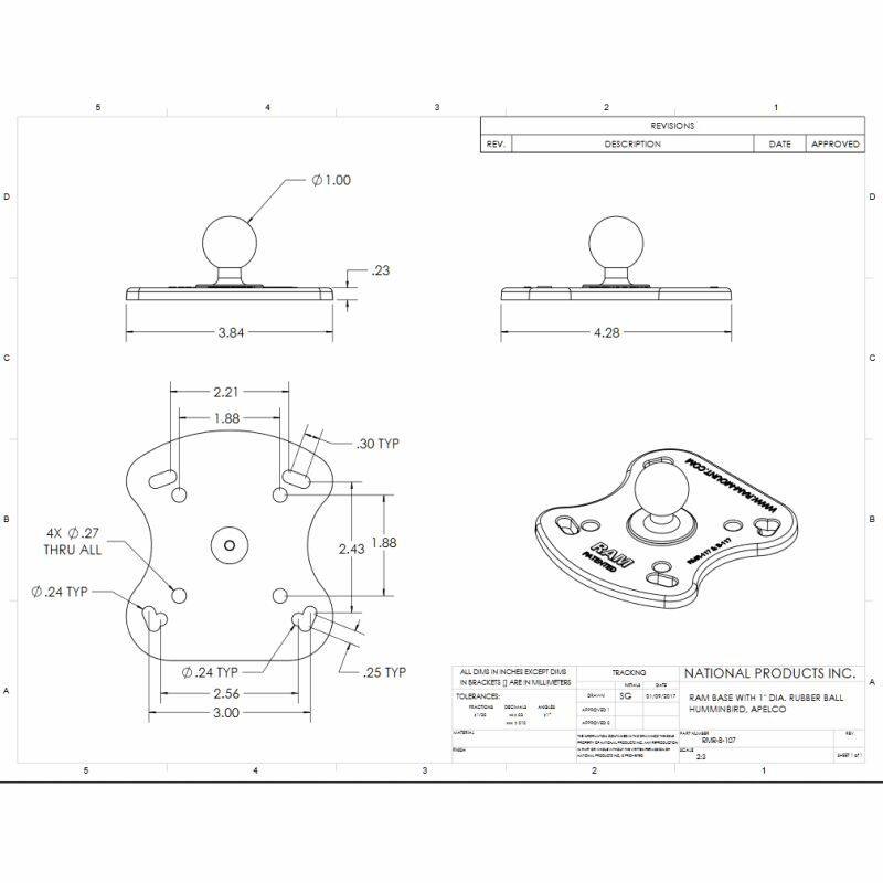RAM-B-107BU RAM® Fishfinder Mount for Humminbird Devices hole patterns