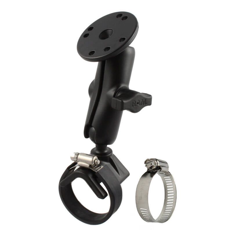 RAM-B-108U RAM® Double Ball Strap Hose Clamp Mount with Round Plate - Medium arm