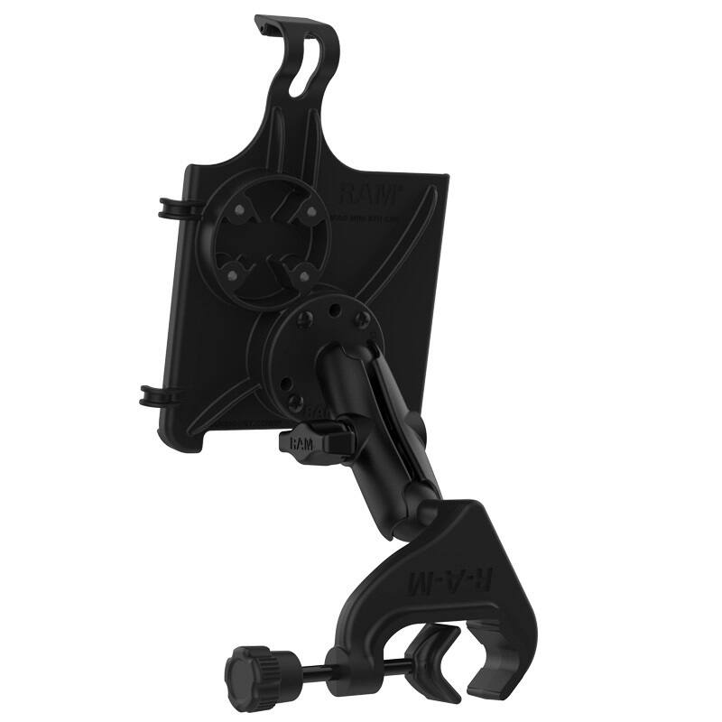 RAM-B-121-AP36U RAM® EZ-Roll'r™ Cradle with Yoke Clamp Mount for Apple iPad mini 6 from rear