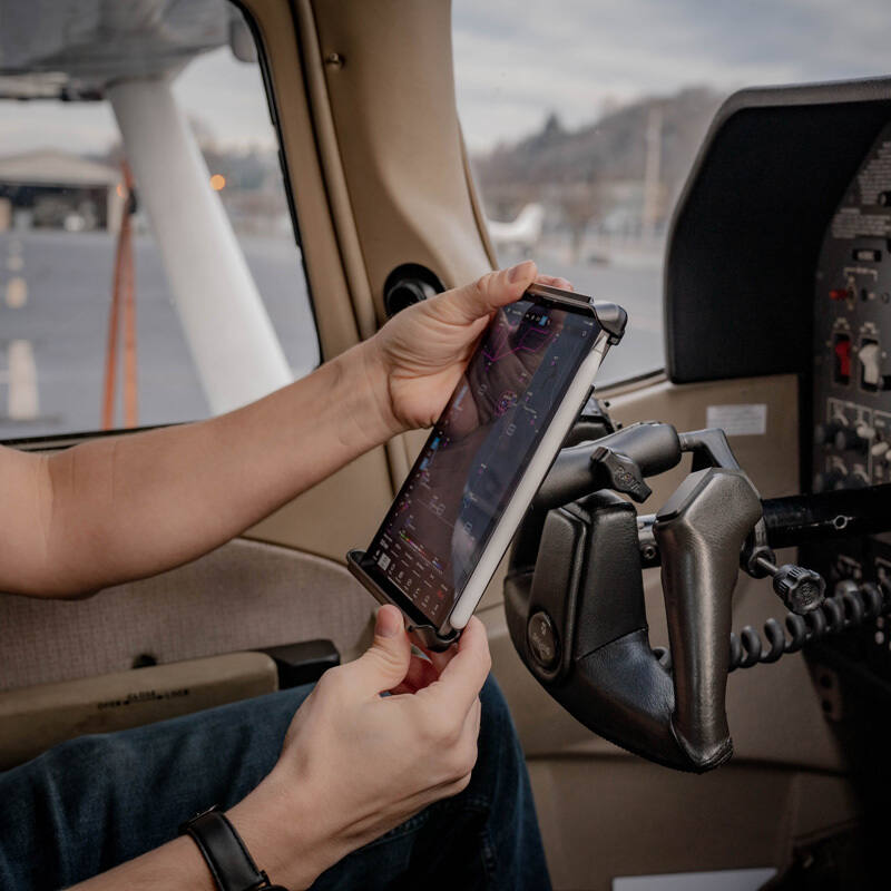 RAM-B-121-TAB2U RAM® Tab-Tite™ Yoke Clamp Mount for iPad mini Series + More
in aircraft portrait format