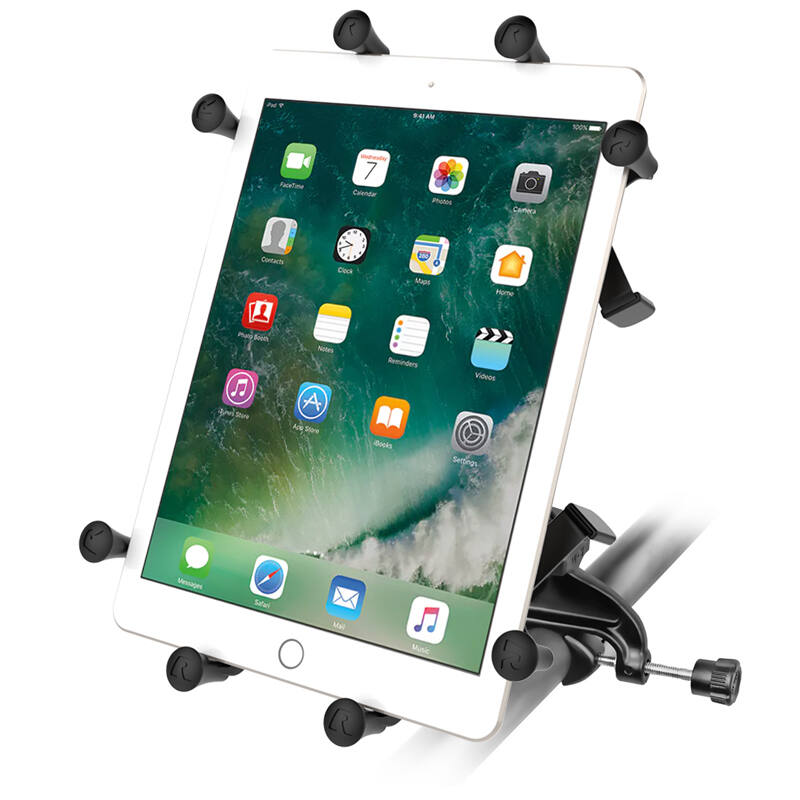 RAM-B-121-UN9U Yoke Clamp Mount with Universal RAM® X-Grip® Cradle for 10" Large Tablets