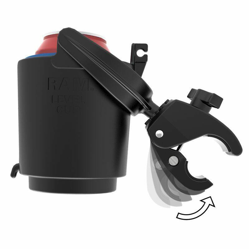 RAM-B-132-400U RAM® Level Cup™ 16oz Drink Holder with RAM® Tough-Claw™ Mount - from side