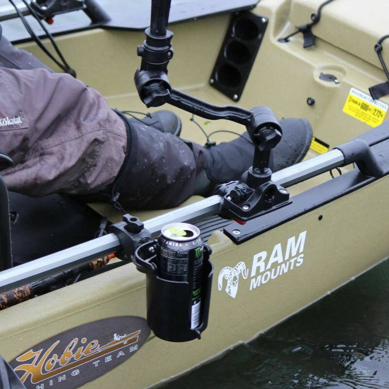 RAM-B-132-400U RAM® Level Cup™ 16oz Drink Holder with RAM® Tough-Claw™ Mount on kayak