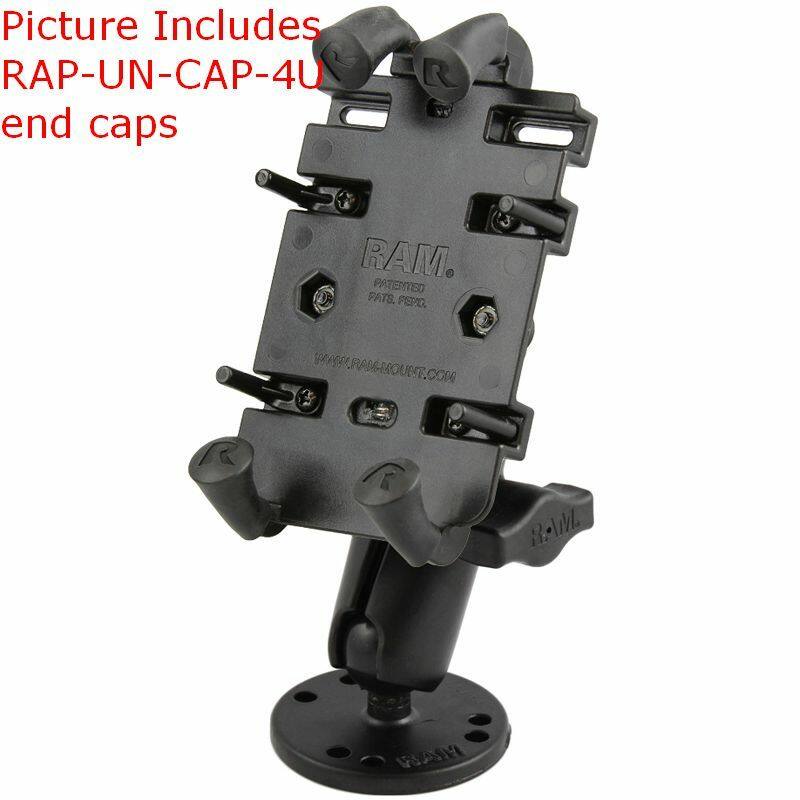 RAM-B-138-PD3U RAM® Quick-Grip™ Spring-Loaded Phone Mount with Drill-Down Base with optional end caps
