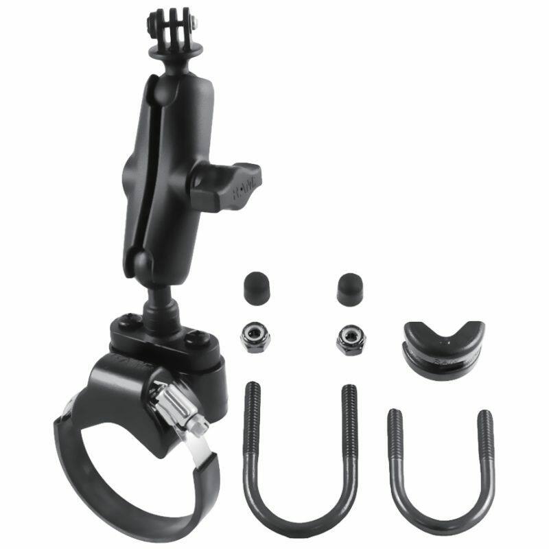 RAM-B-149Z-2-GOP1U RAM® ATV/UTV Handlebar U-Bolt Mount with Action Camera Adapter components