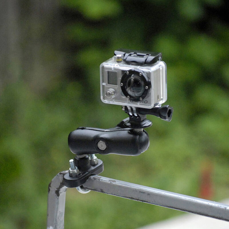RAM-B-149Z-237U RAM® Handlebar U-Bolt Double Ball Mount with 1/4"-20 Threaded Stud on square rail