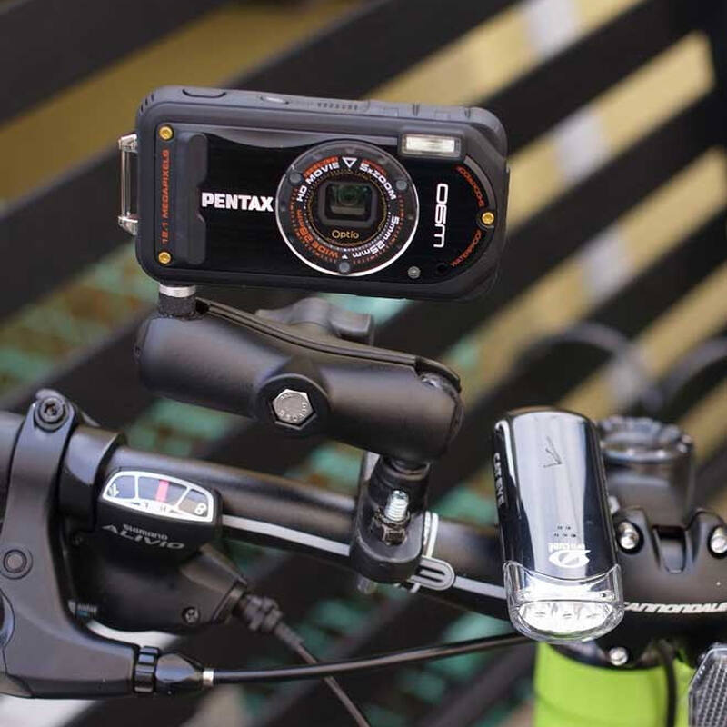 RAM-B-149Z-237U RAM® Handlebar U-Bolt Double Ball Mount with 1/4"-20 Threaded Stud on bicycle handlebars