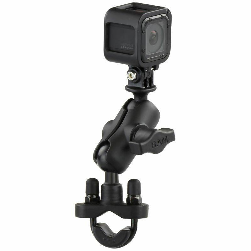 RAM-B-149Z-A-GOP1U RAM® U-Bolt Double Ball Mount with Action Camera Adapter - Short arm - dark camera