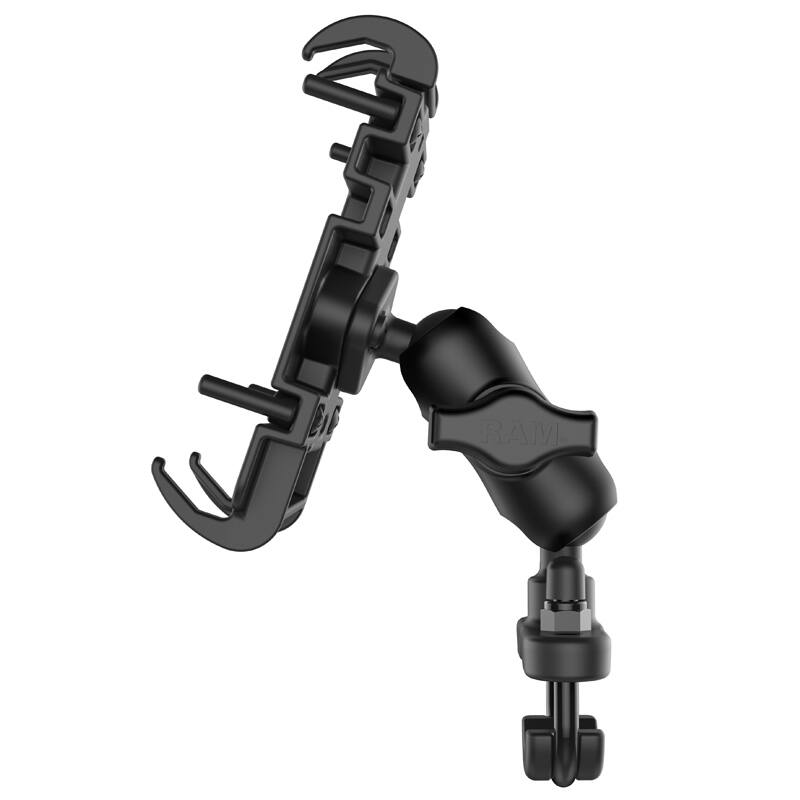 RAM-B-149Z-A-PD3U Handlebar U-Bolt Mount with Quick-Grip™ Spring Loaded Phone Holder (Short Arm) from side