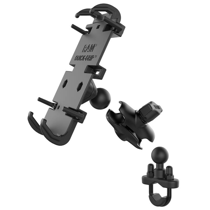 RAM-B-149Z-A-PD4U Handlebar U-Bolt Mount with Quick-Grip™ Spring Loaded XL Phablet Holder (Short Arm) - expanded