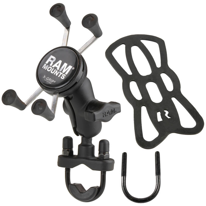 RAM-B-149Z-A-UN7U RAM® X-Grip® Phone Mount with Handlebar U-Bolt Base - Short arm with tether