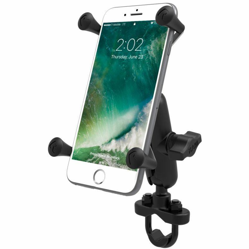 RAM-B-149Z-UN10U RAM® X-Grip® Large Phone Mount with Handlebar U-Bolt Base - Medium Arm with iPhone